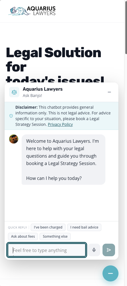 Aquarius Lawyers mobile website screen