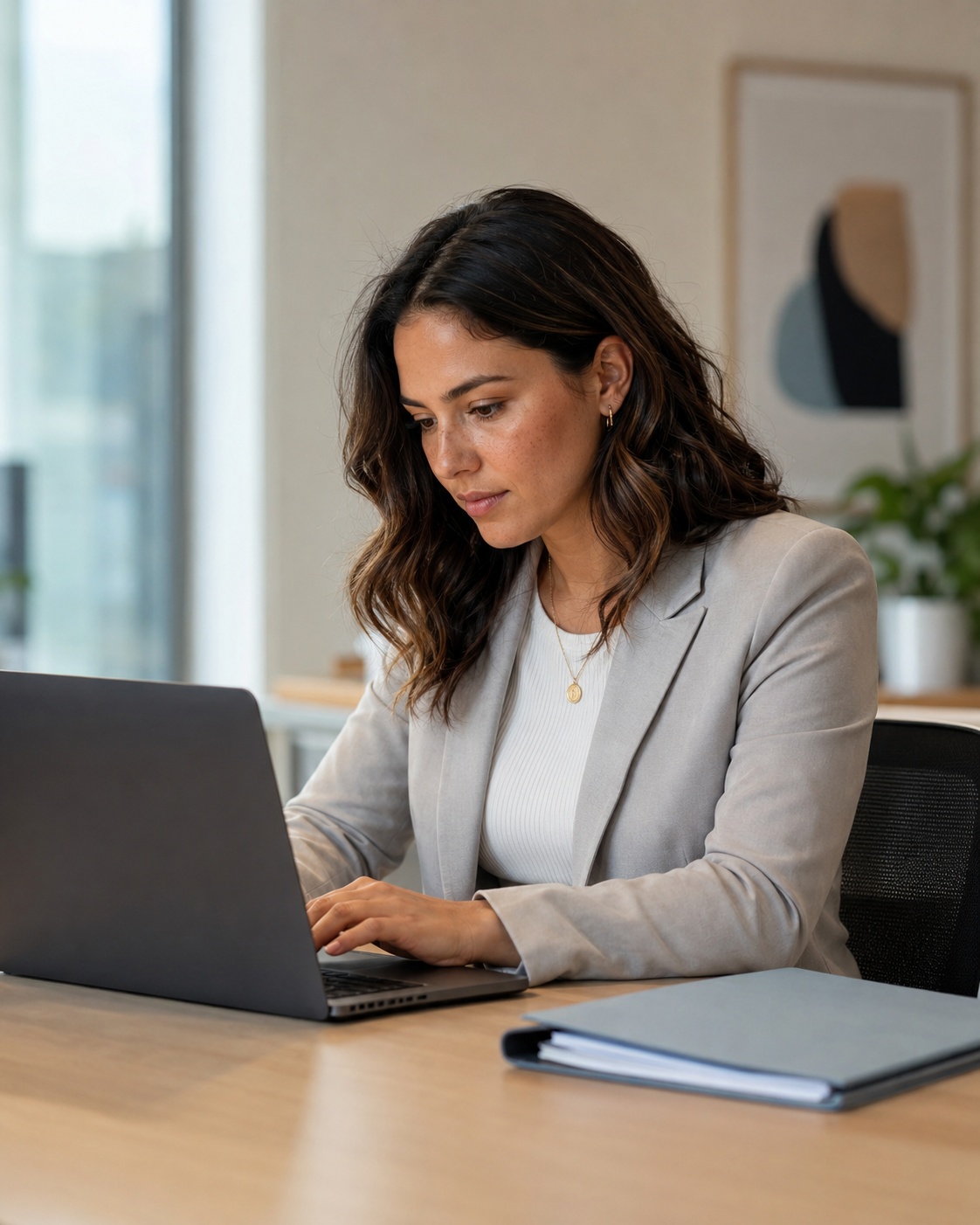 Lawyer reviewing a client enquiry on a laptop